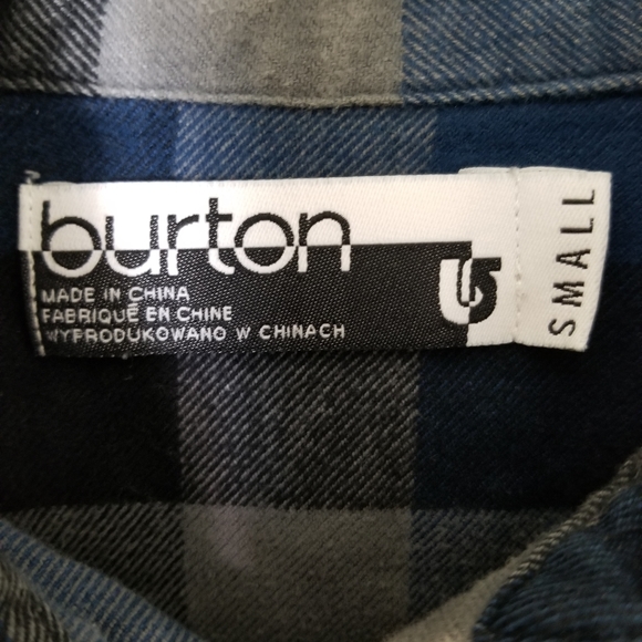 BURTON blue gray flannel long sleeve button down shirt - Picture 6 of 8